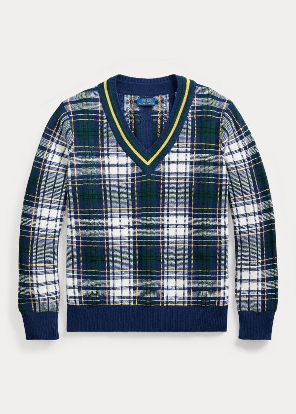 Polo Ralph Lauren Tartan Wool Cricket Striktrøje Herre Danmark (FSZDE7248)